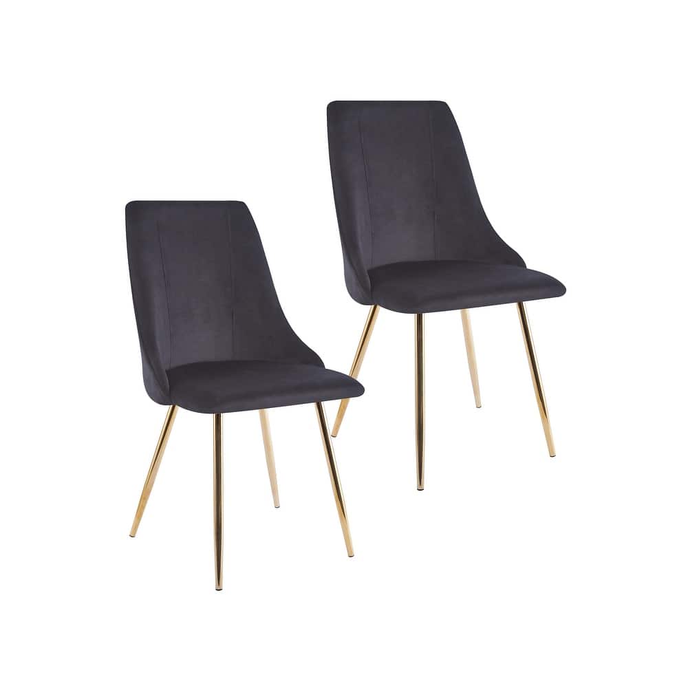 Porthos Home Pella Dining Chairs Set of 2, Velvet, Gold Chrome Legs