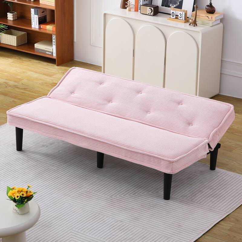 This 66-inch corduroy sofa bed can flexibly adapt to the living room ， bedroom, switch between the two comfortable forms.