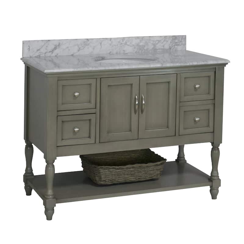 KitchenBathCollection Beverly 48" BathroomVanity w/ Carrara Marble Top