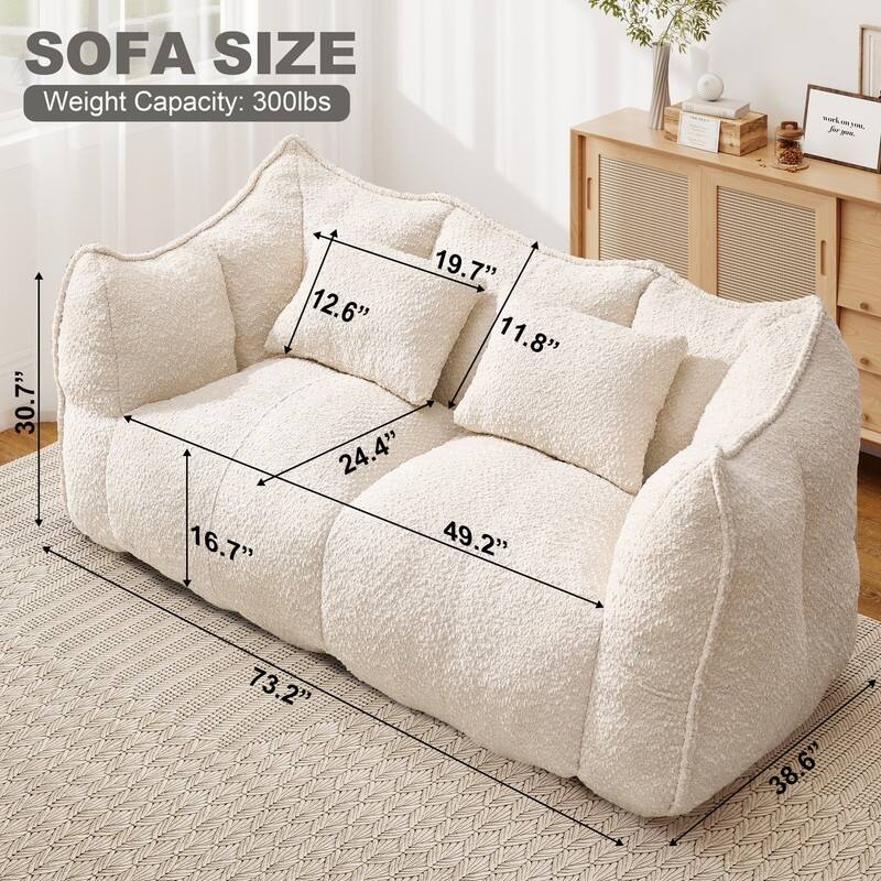 Rossetta Soft Comfortable Square Beanbag Chair with Armrests