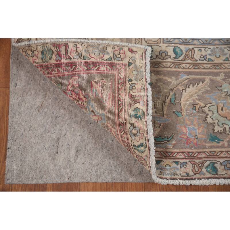 Hand Knotted Oriental 100% Wool Carpet Traditional Floral Pink Mashad Area Rug - 12' 9'' X 9' 4''