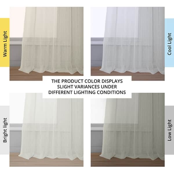 dimension image slide 0 of 2, Exclusive Fabrics Montpellier Striped Linen Sheer Curtain (1 Panel)