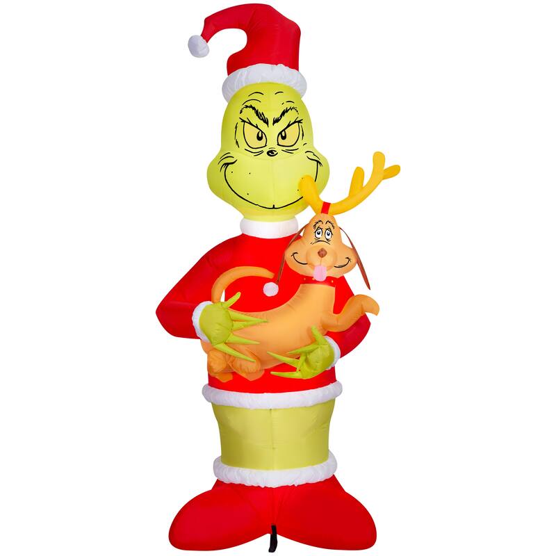 Airblown-Grinch Holding Max-Giant Scene-Dr. Seuss