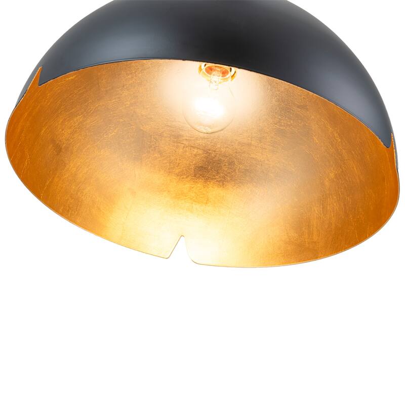Modern 15" Iron Dome Pendant Light with Gold Foil Interior - Dia.15-in
