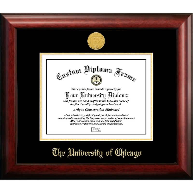 University of Chicago Gold Embossed 12w x 9h Diploma Frame with Campus Images Lithograph