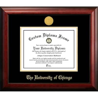 University of Chicago Gold Embossed 12w x 9h Diploma Frame with Campus Images Lithograph