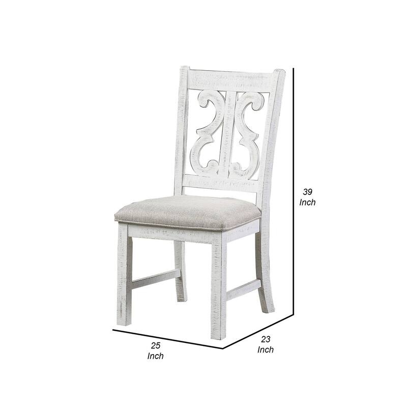 White/Gray Fabric Upholstered Wood Frame Dining Chair, Set of 2, Sturdy Dining Chair for Dining Rooms - 19