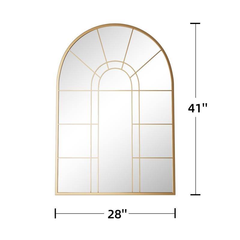 Iron Metal Frame Rectangular Windowpane Wall Mirror Farmhouse Rustic Elegant Decor for Living Room Bedroom Bathroom Entryway