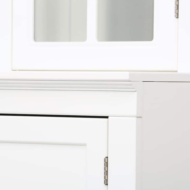 75.25'' Tall Display Cabinet with Double Glass Doors, Traditional Style China Cabinet Hutch Cabinet
