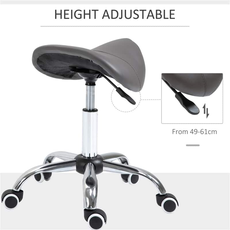 Adjustable Dark Grey Salon Stool with Premium Faux Leather Ergonomic Design for Beauty Tattoo Medical and Office Use