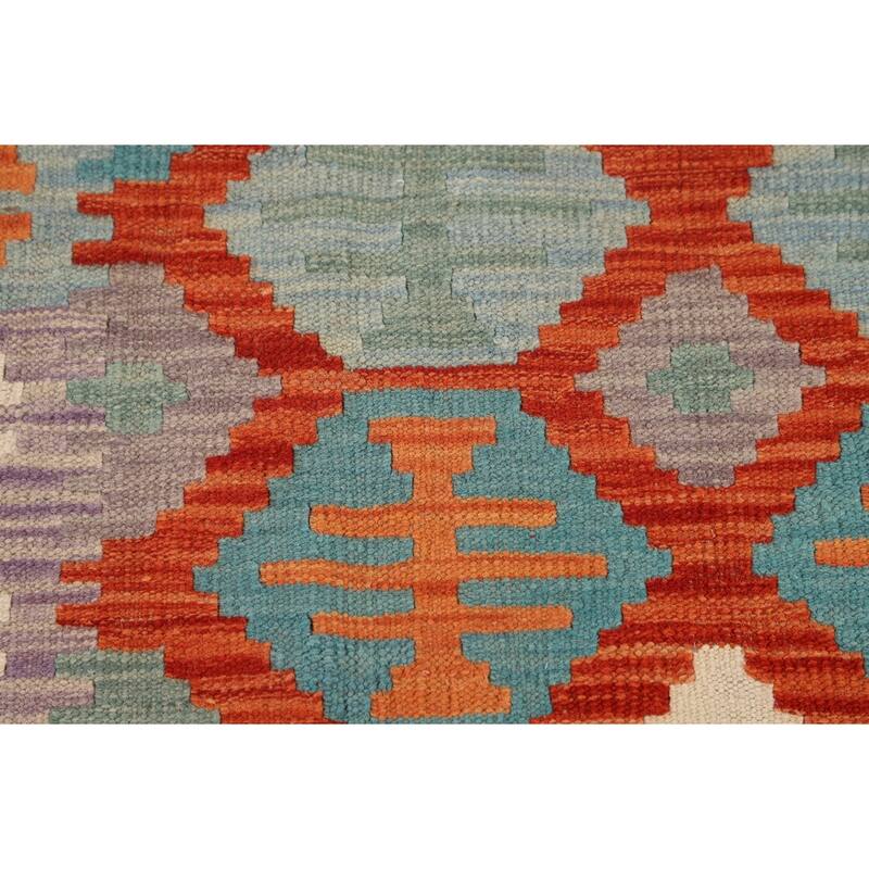 Kilim Reversible Oriental Area Rug Hand-Woven Multi-Color Wool Carpet - 5'0"x 6'4"