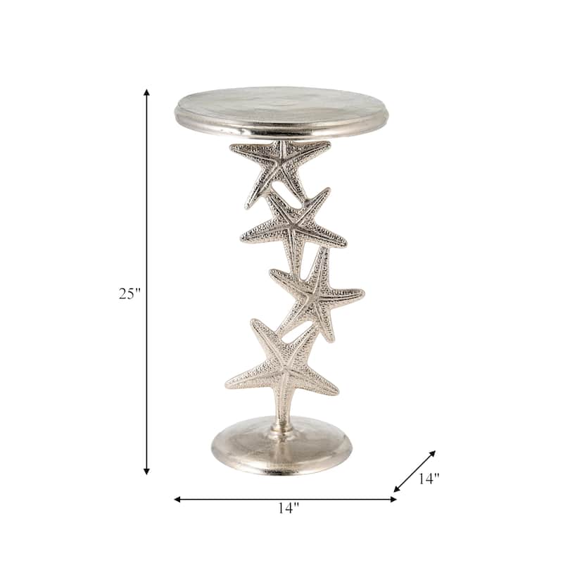 Sagebrook Home Coastal Accent Table Metal Aluminum Sculptural Starfish Base Nautical Inspired