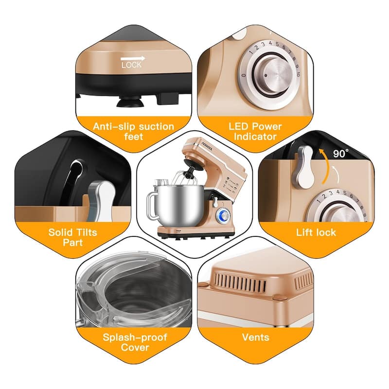 7.5 Quarts 10 Speed Tilt Head Kitchen Stand Mixer