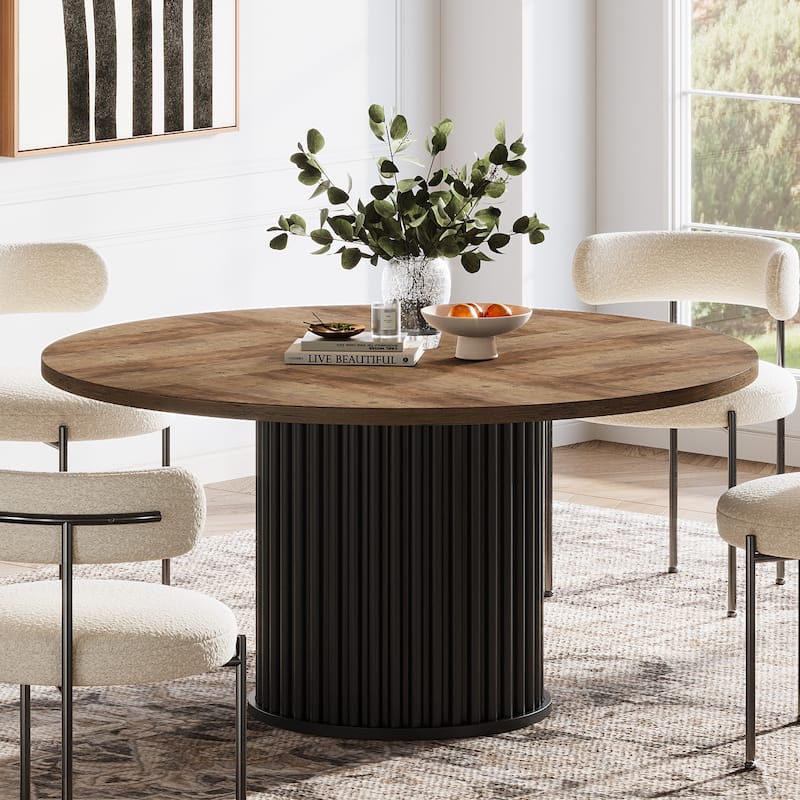 47 Inch Round Dining Table for 4-6 People - 47.24" W x 47.24" D x 29.92" H