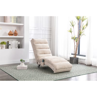 Linen Chaise Lounge Indoor Chair, Modern Long Lounger for Office or Living Room