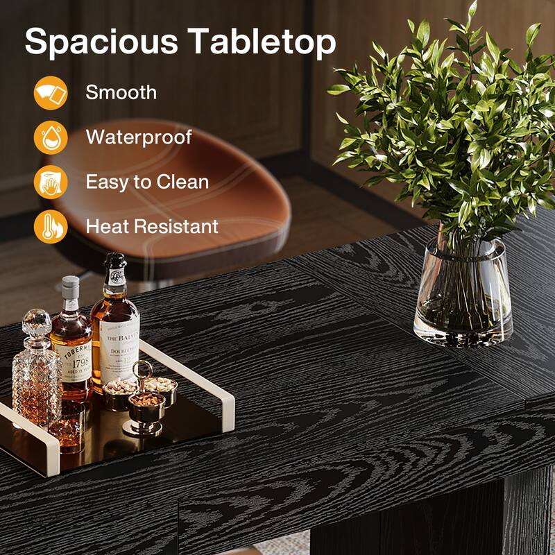 Industrial Bar Table, 70.9" Long Counter Height Pub Table with Sturdy Base