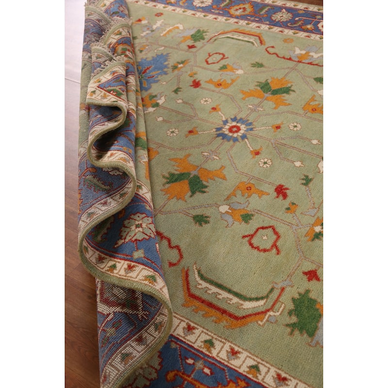 Green Heriz Serapi Indian Area Rug Handmade Wool Carpet - 8'10" x 11'9"
