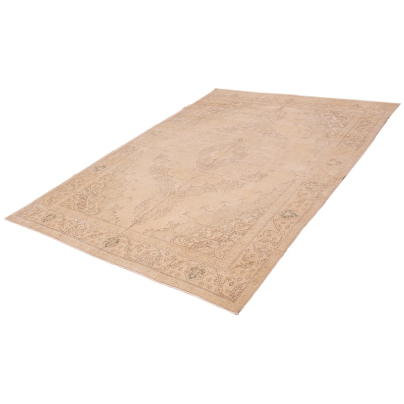 ECARPETGALLERY Hand-knotted Antalya Vintage Khaki Wool Rug - 9'4 x 12'7