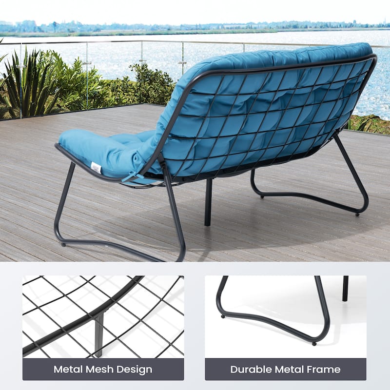 Pellebant Double Papasan Chair Loveseat with Cushion For Indoor Outdoor