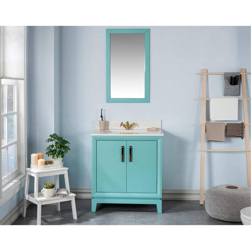 Fabia 30'' Free-standing Single Bathroom Vanity with Quartz Vanity Top & Mirror