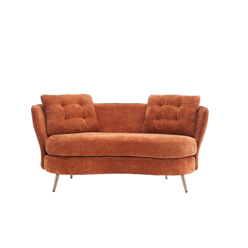 Contemporary Velvet Upholstered Tufted Loveseat Sofa,Living Room Couch with Golden Metal Legs