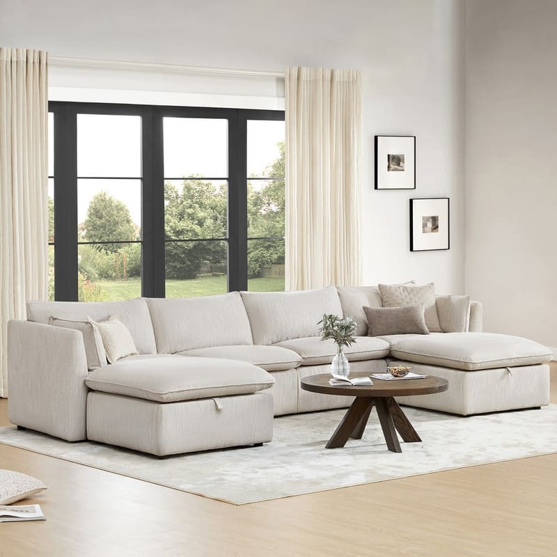 Cypress Sectional Couches Modular Sofa for Living Room - Grey-6 Pieces