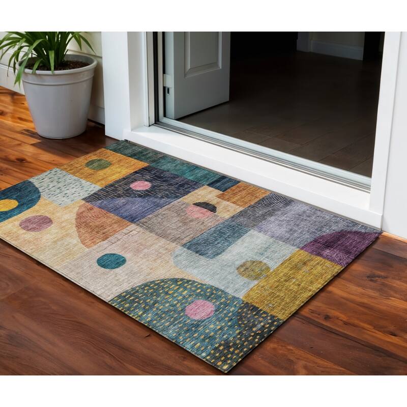 HomeRoots Geometric Transitional Rectangle Outdoor Rug - 3' x 5'