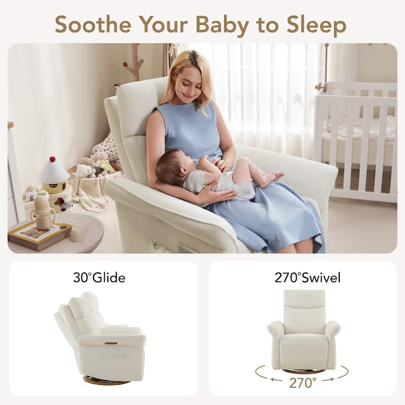 Spruce & Spring Power Swivel Recliner Chair Triple-Motor Nursery Glider