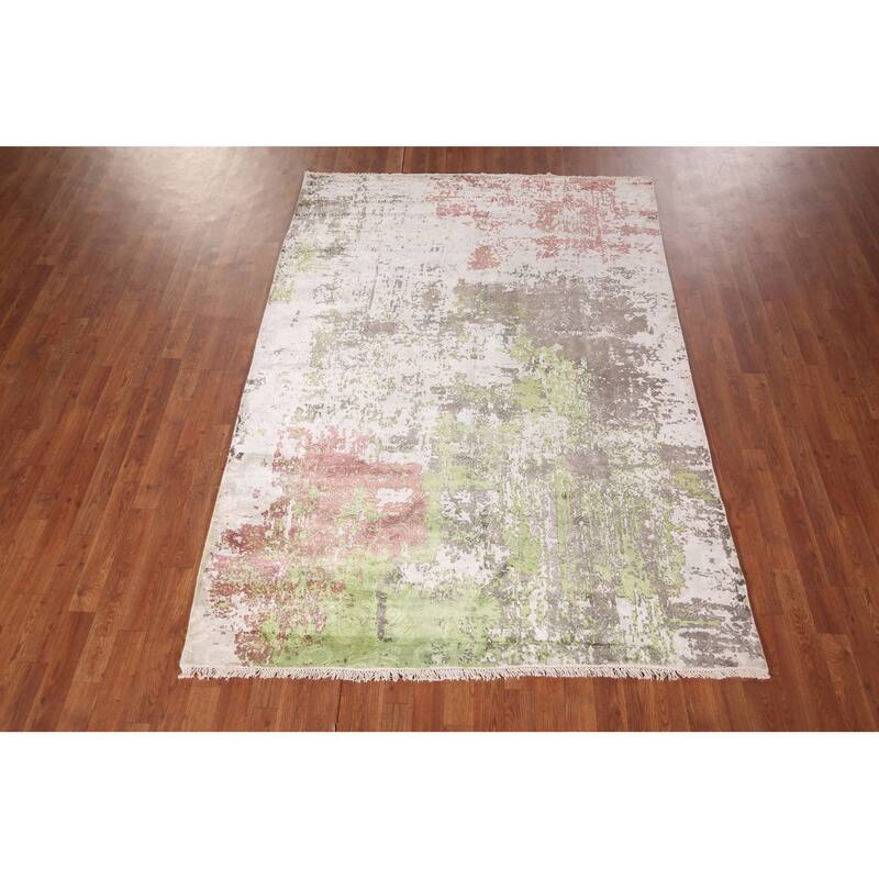 Contemporary Abstract Area Rug Hand-Knotted Wool Carpet - 5'6" X 7'8"
