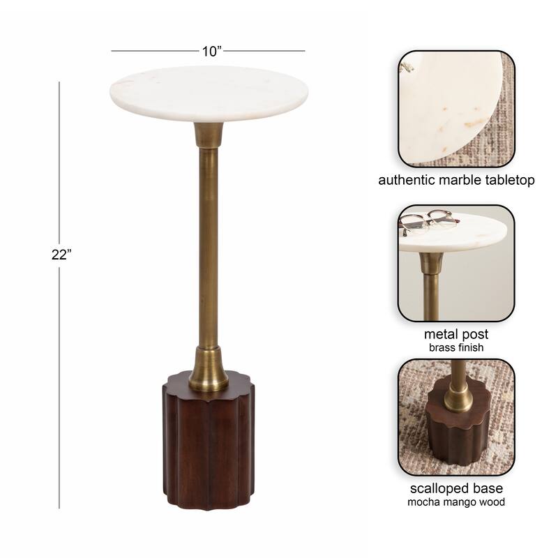 Kate and Laurel Nisha Round Marble Drink Table