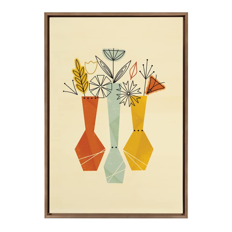Kate and Laurel Sylvie Flowers Framed Canvas by Amber Leaders Designs - 23x33 - Plastic - Gold