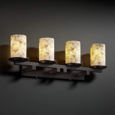 Justice Design Alabaster Rocks Dakota 4-light Dark Bronze Bath Bar, Cylinder - Flat Rim Shade