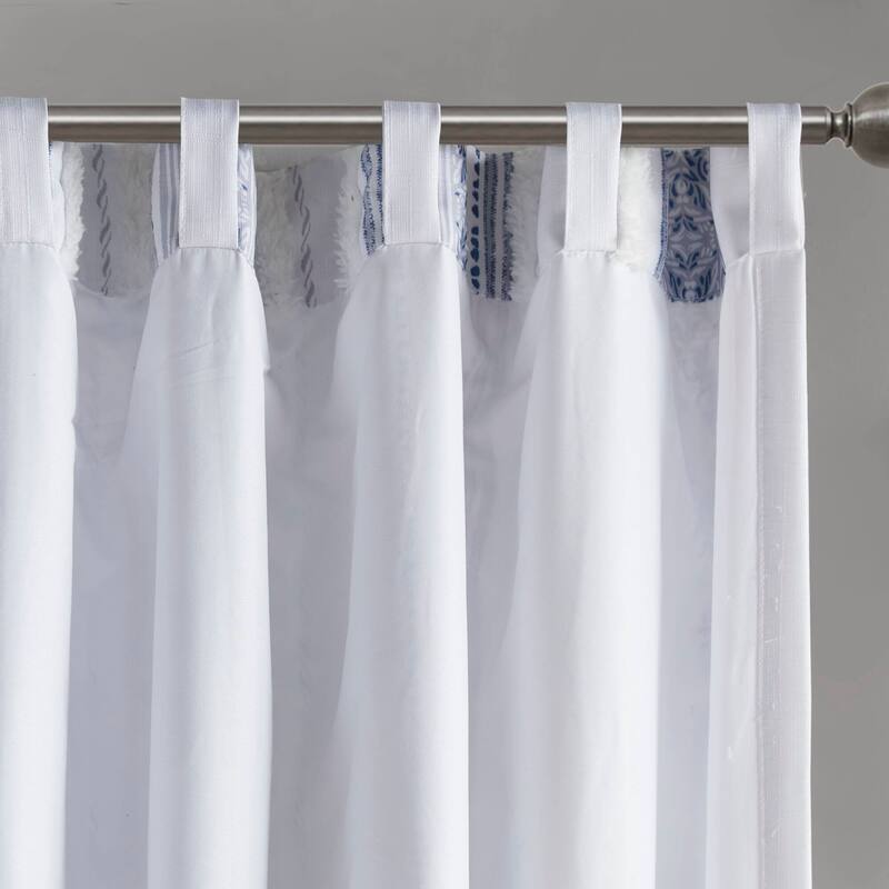 Madison Park Isabella Poly Printed Curtain Panel with Tufted Stripe and Lining