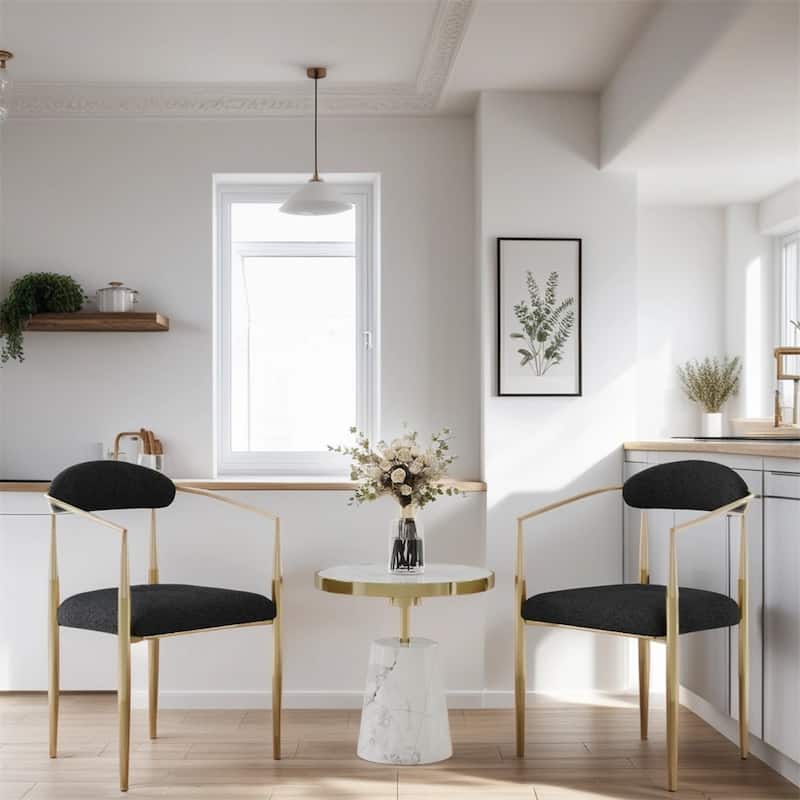 Modern Dining Chairs with Round Backrest and Metal Legs(Set of 2)