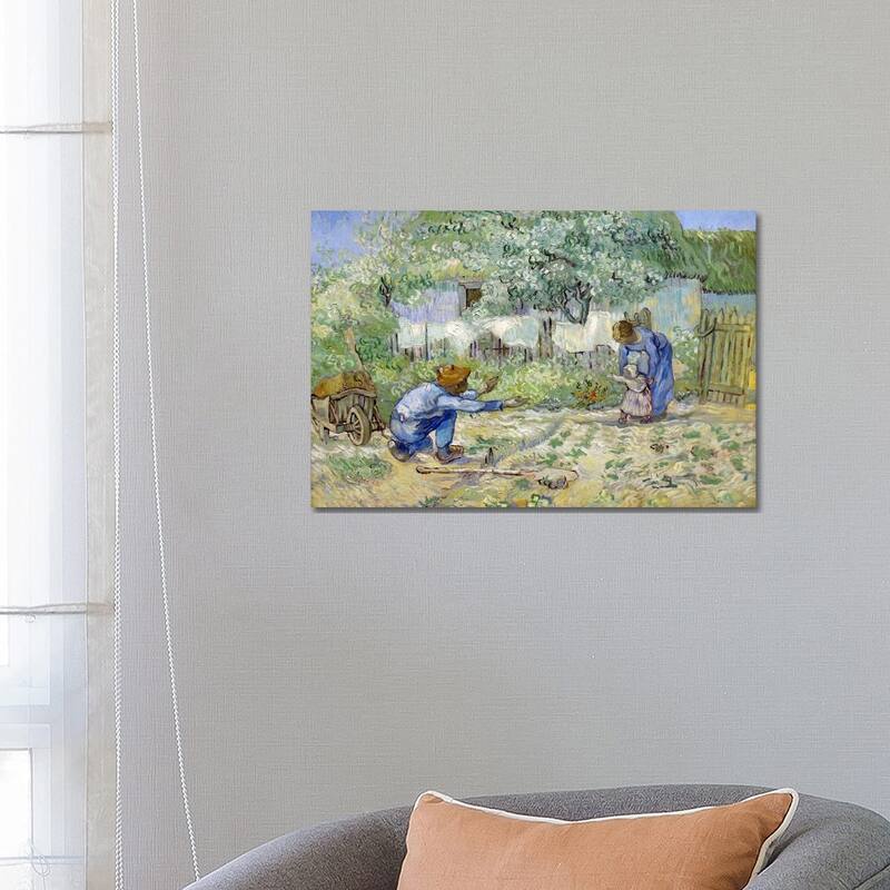 iCanvas "First Steps (After Millet)" by Vincent van Gogh Canvas Print - 18x26x1.5