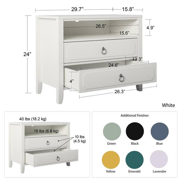 The Novogratz Her Majesty 2 Drawer Nightstand