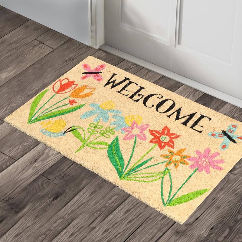 A1HC Natural Coco Coir Door Mat with Heavy Duty Non-Slip PVC Backing 18" x 30"