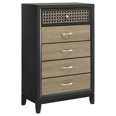 Valencia Contemporary Wood 5-drawer Bedroom Chest Black