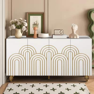 Modern Fluted Sideboard Buffet with Storage