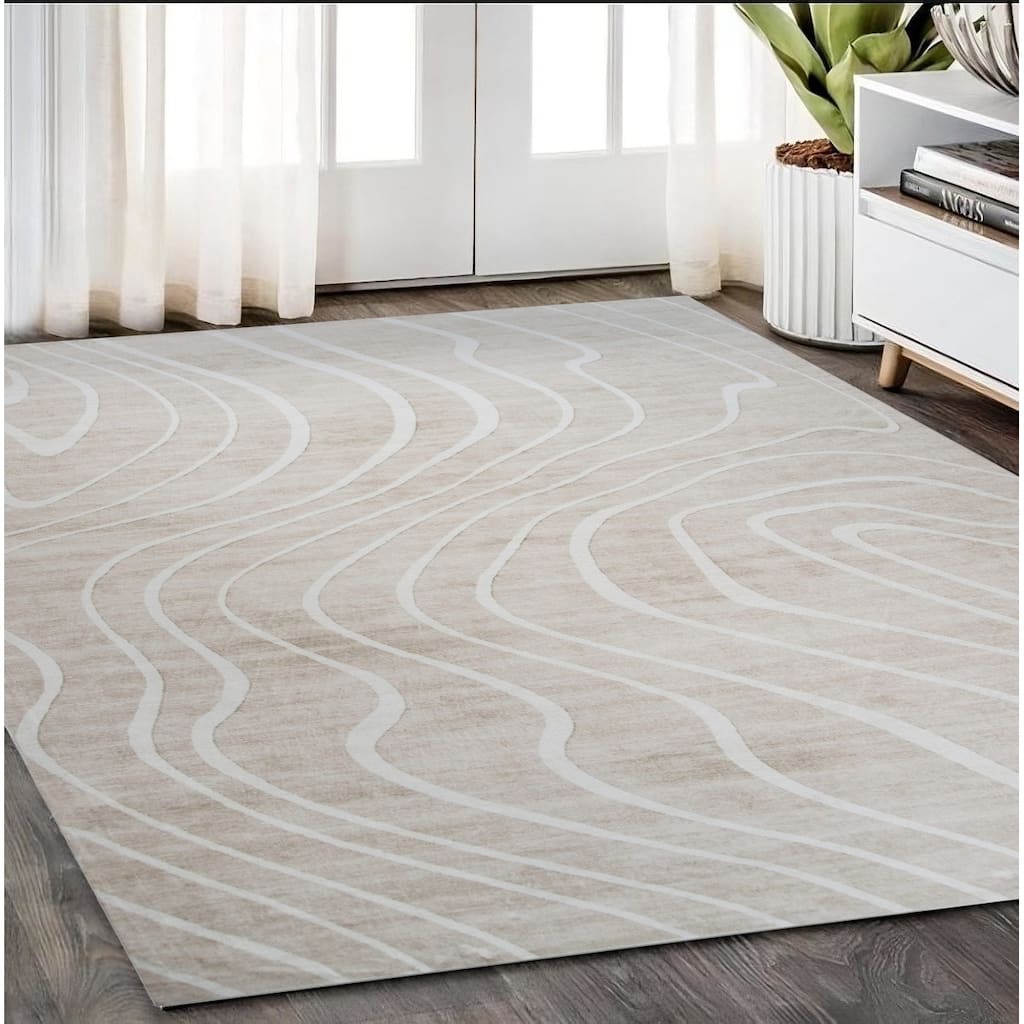 Quhac Distressed Abstract Modern Stain Resistant Woven Durable Area Rug By HomeRoots