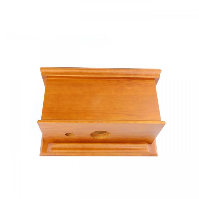 Mahogany Wooden High Tank Toilet Flat Tank, White Elongated Bowl and Brass L Pipe