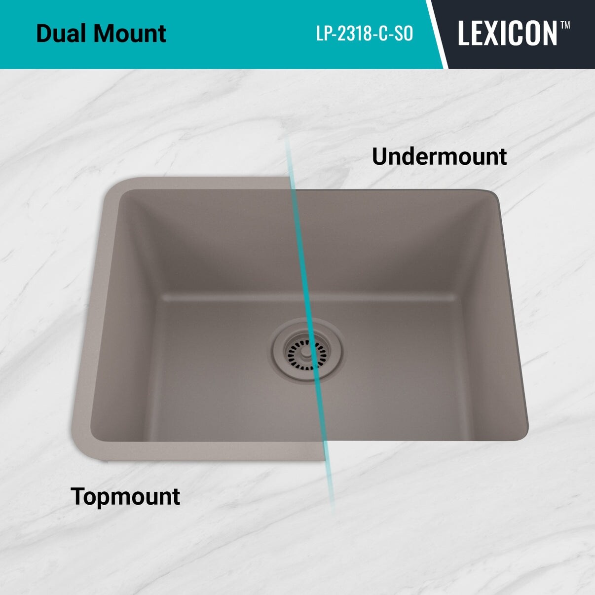 23 Inch Lexicon Platinum Quartz Composite Drop-in Undermount