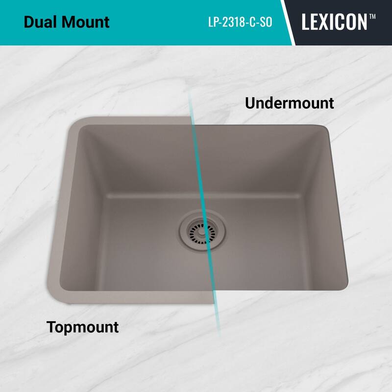 23 Inch Lexicon Platinum Quartz Composite Drop-in Undermount Single Bowl Galaxy Concrete Kitchen Sink LP-2318-C-SO
