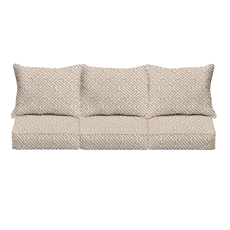 Sorra Home Outdura Labyrinth Ochre Indoor/Outdoor Corded Pillow and Cushion Sofa Set