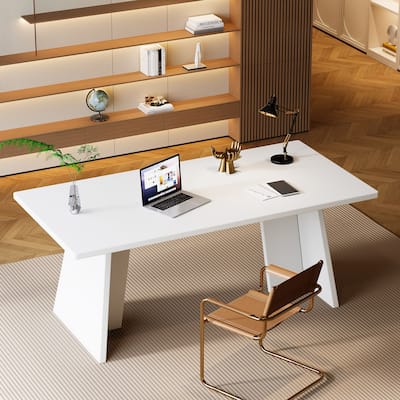 63" Modern White Executive Desk Computer Office Conference Table