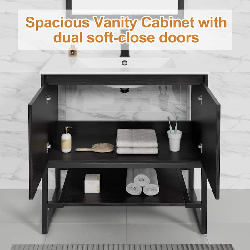 Bathroom Vanity Set Under-mount Ceramic Sink Combo Free Standing