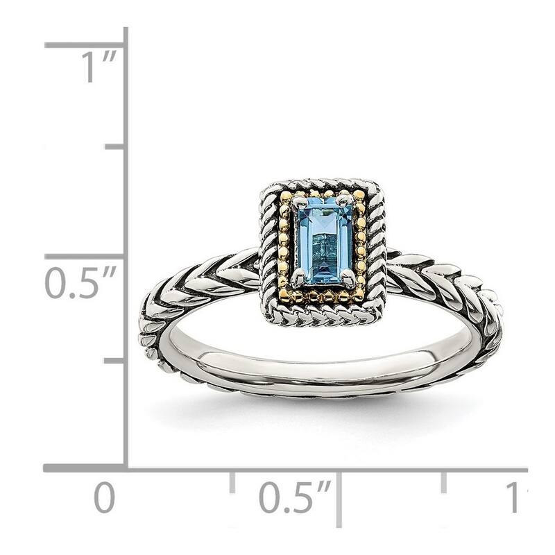 Curata 925 Sterling Silver With 14k Accent Light Swiss Blue Topaz Ring