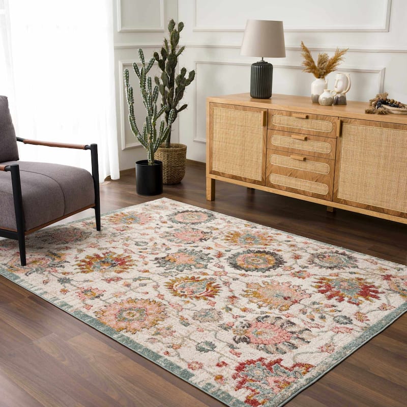 Hauteloom Twilight Living Room, Bedroom Area Rug - Dusty Pink, Sky Blue, Light Gray - 2' x 3'