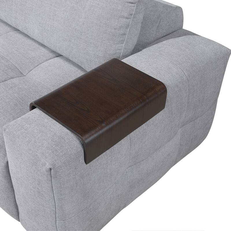 Mackay 143" Textured 4-Piece Modular Sectional Sofa with Armrest Tray