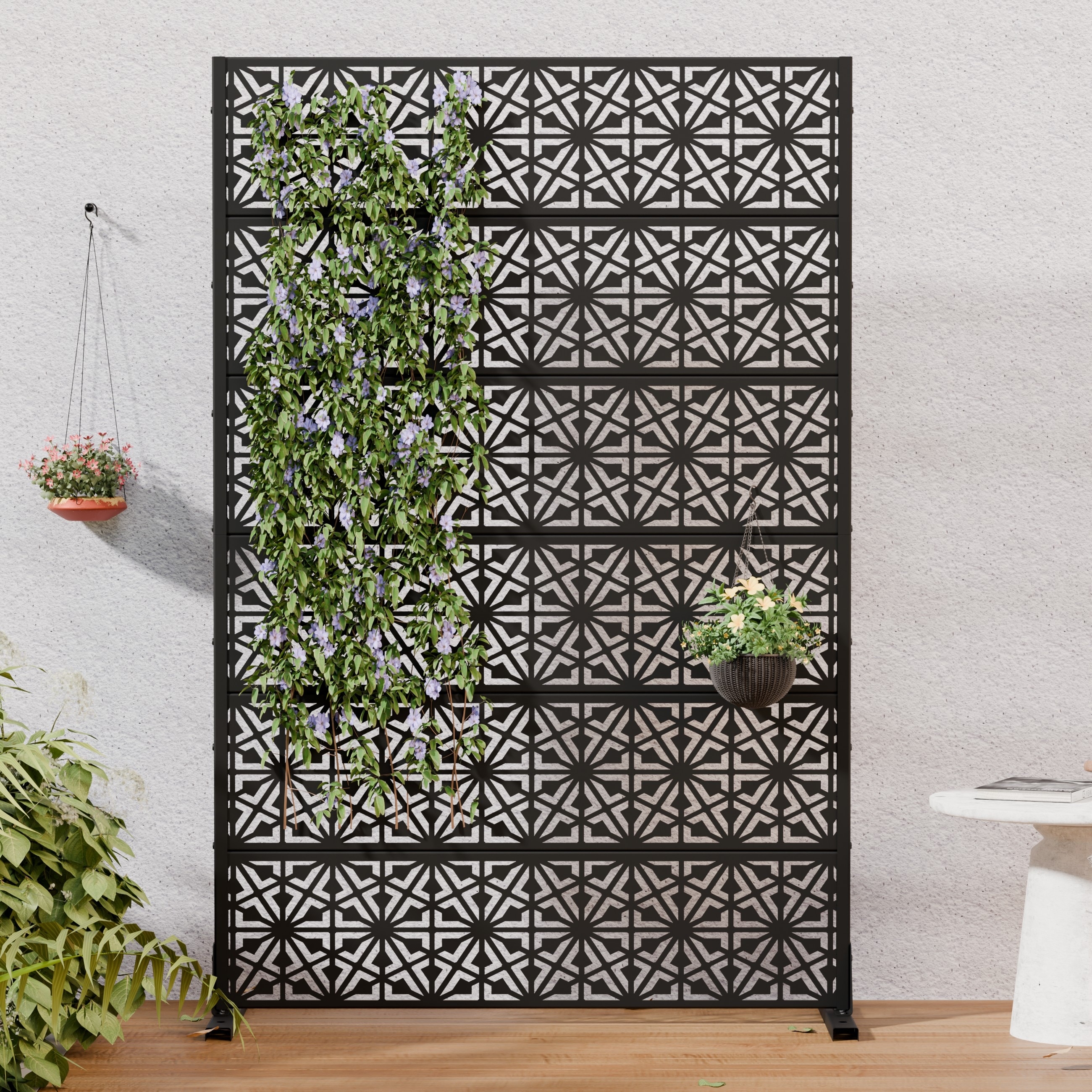 Outdoor Freestanding Metal Privacy Screen Decorative Partition Panel for Patio Garden Balcony - 72"x47"